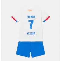 Camisa de Futebol Barcelona Ferran Torres #7 Equipamento Secundário Infantil 2023-24 Manga Curta (+ Calças curtas)